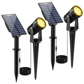 CREPOW Solar Spot Lights Outdoor, 2 Pack Solar Landscape Spotlights IP65 Waterproof 9.8ft Cable, Auto On/Off Outdoor Wall Lights for Garden Yard Driveway Porch Walkway Pool (3000K Warm White)