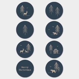 East of India Christmas forest stickers navy single sheet of 40 stickers