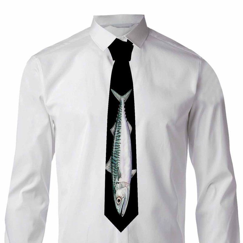 Yakuna Fish Men's Tie Mackerel Salmon Sea Artistic Features Men's