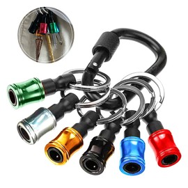 Bestgle Bit Holder Keychain, 6.35mm (1/4 inch) Hex Shank Screwdriver Bits Holder Keychain Quick Release Extension Bar Keychain 7 in-1 Drill Screw Adapter with Carabiner
