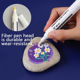 Riznpo White Paint Pen, 5 PACK Oil Based White Painting Marker Pens – Waterproof & Permanent Metal Glass Fabric Paint Markers -Quick Dry