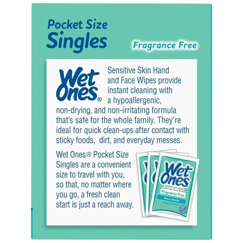 Wet Ones Singles Sensitive Skin Individually Wrapped Hand Moist Wipes,