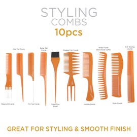 DONNA Styling Hair Comb 10PCS Hair Stylists Professional Styling Comb Set Variety Pack Great for All Hair Types & Styles