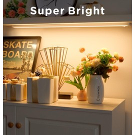 Tonlesm 12 Inch Under Cabinet Lighting Plug in, 7W 120V 3 Color 3000K/4000K/5000K, 3 Brightness, Super Bright, Ultra Thin Under Counter Lights for Kitchen, Linkable LED Cabinet Light,White