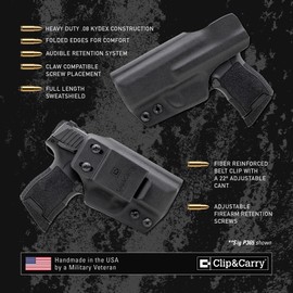 Clip & Carry IWB Kydex Holster for The Smith & Wesson J Frame 442/642, 36, 37, 60, 437, 637, 37, 360, 342, 40, 42, 640, 340 2” Pistol - Inside Waistband Concealed Carry - USA Made