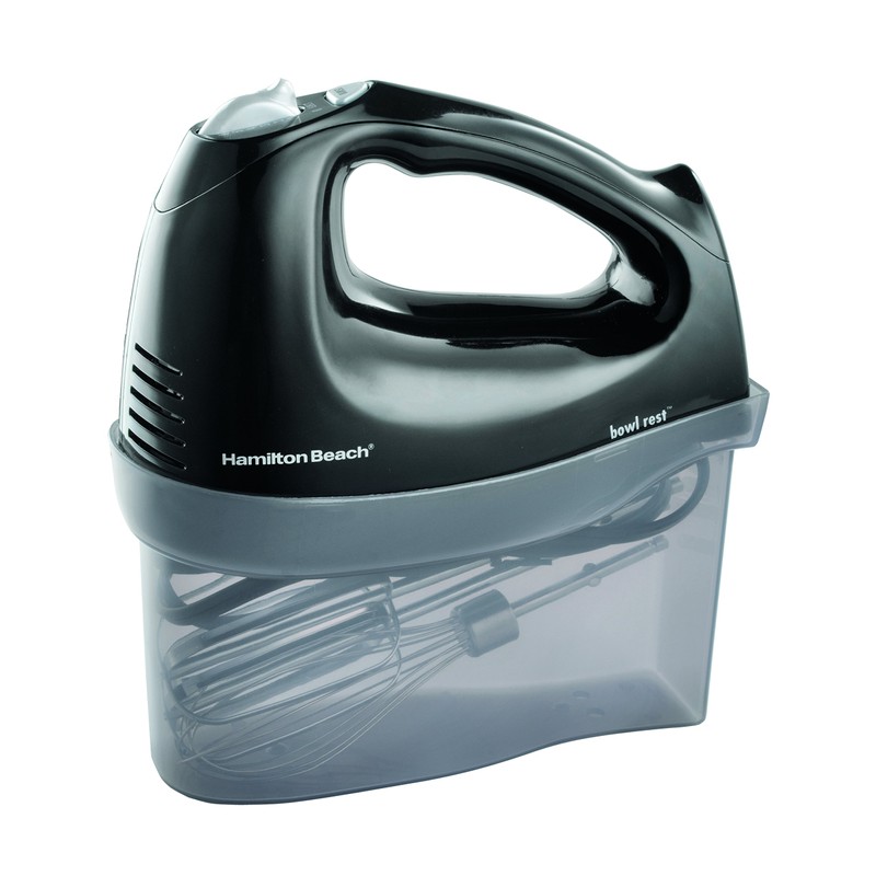 Hamilton Beach Hand Mixer with Snap-on Case, Black