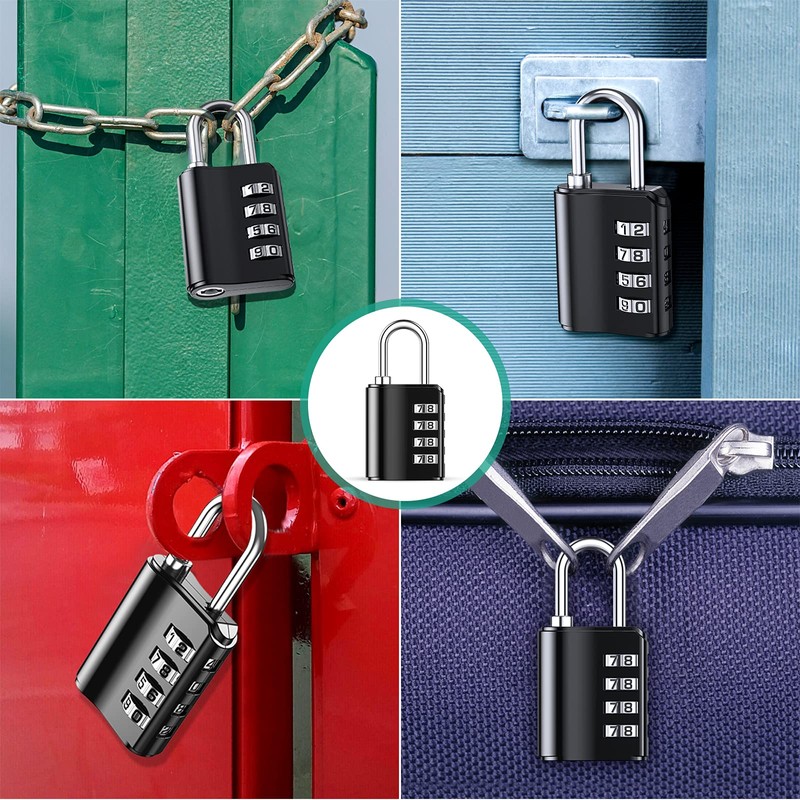 ORIA Combination Padlock, 4 Pack Combination Locks, 4 Digit Padlock