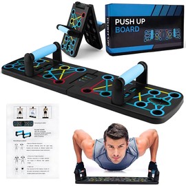 Push Up Board, 14-in-1 Foldable Push Up Bar System for Chest, Arms, Shoulders, Back & Core, Multi-Function Home Workout Equipment for Men & Women, Strength Training Exercise Gear, Multi-Function Push Up Board