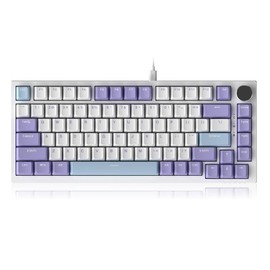 Ajazz AK820 Wired  gaming keyboard , 75% Layout, Hot Swap Support, Volume Knob Switch, Ergonomic Design for Gaming & Office Use - Color: Sea salt switch