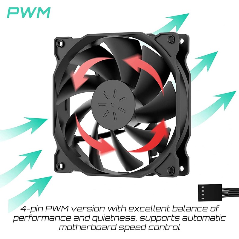 upHere 120mm PWM 4-Pin Case Fan - Ultra Quiet High