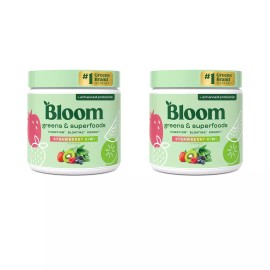 Bloom Nutrition Greens and Superfoods Powder, 30 SVG, Strawberry Kiwi, Probiotic - 2 Pack