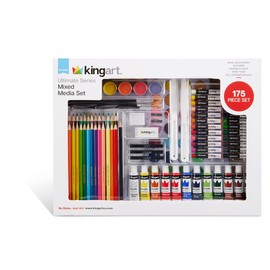 KINGART Ultimate Series 175 Piece Mixed Media Art Set, Colored Pencils, Oil Pastels, Acrylic Paints, Brushes
