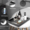 Large Black Solid Wood Serving Tray with Metal Handles, 17