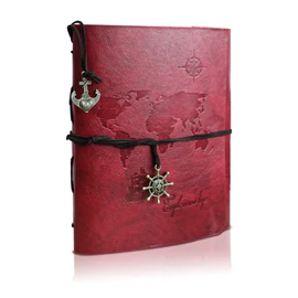 Leather Photo Album, Scrapbook Album with Retro Pendents, DIY Travel Vintage Photo Album, Family Photo Book Refillable 60 Pages for Anniversary Birthday Wedding (Red)