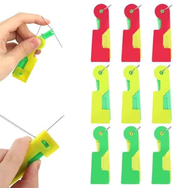 TDUNSYA Pack of 9 Needle Threader, Threading Aid for Sewing