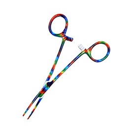 Cynamed Straight Kelly Hemostat Forceps Locking Clamps Premium Quality Stainless Steel, 5.5in. (Tye-Dye, Multi-Color)
