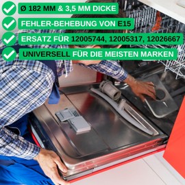 Dishwasher Pump Pot Replacement Seal, Error E15, Pack of 2, Diameter 182 mm, with Mounting Wire, Compatible with BSH 12005744, 12005317, 12026667, Bosch, Neff, Siemens Dishwasher, Pump Sump Sealing