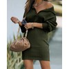 BTFBM Women Casual V Neck Knit Mini Fall Sweater Dresses
