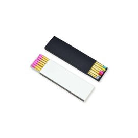 Chandler Studio 10 Boxes - Wooden Matchsticks in a Blank Matchbox with White/Black Matchboxes Colorful Tips (4" Matchboxes, 10 Boxes)