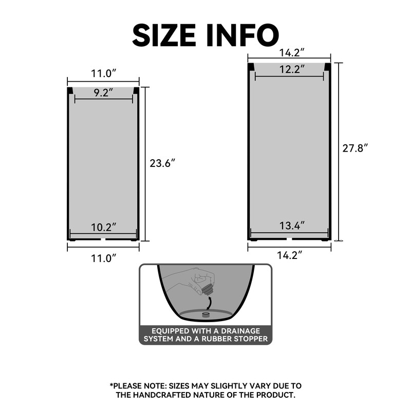 Kante 23.6 Inch Tall Concrete Planter, Large Round Cylindrical Plant