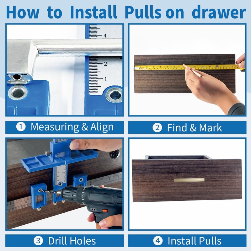 Cabinet Hardware Jig, King&Charles Cabinet Handle Jig with 3pcs Point