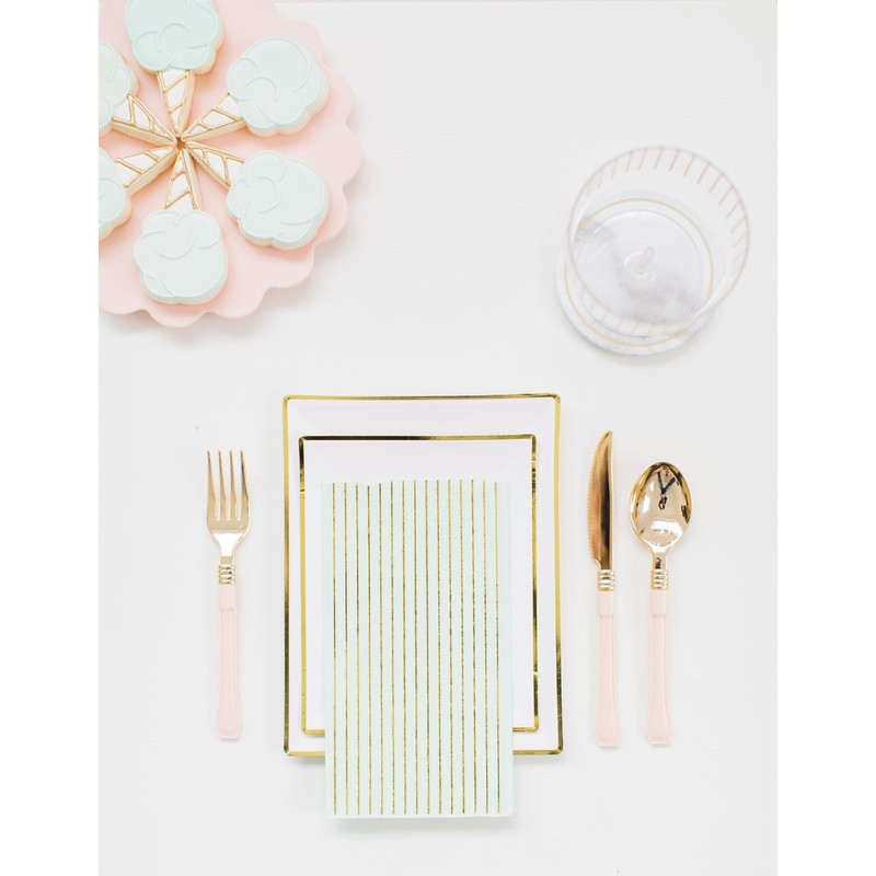 Sugar & Cloth Round Paper Napkins, Rainbow Stripe, 32 Count