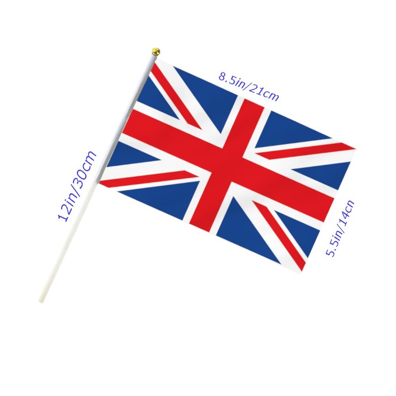 10 PCS Britain Handheld Flag,8.5×5.5 Inch English UK Flags Hand