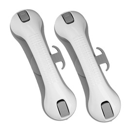 Beavorty 2pcs Non Skid Suction Cup Bathroom Grab Bar Strong Support Handle for Bathtub and Toilet Easy Installation with Hooks for Elderly and Disabled Use