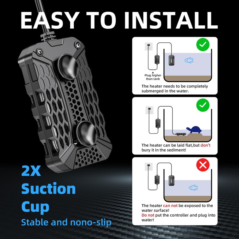 FREESEA Aquarium Fish Tank Heater: 100W Submersible Aquarium Heaters with