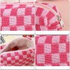 2 Pcs Checkered Cosmetic Bag Pencil Case Portable Travel Toiletry