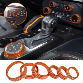KUJOOY for Ford Bronco 2021 2022 2023 2024 2025 Air Conditioner AC Switch Knob Cover Center Console Button Trim Interior Accessories, NOT for Bronco Sport (Orange, Bronco)
