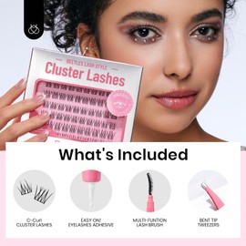 Beetles Lash Clusters Kit Natural Eyelash Clusters Kit 70pcs Individual Lash Extension Kit 10-14mm False Eyelash Extension Kit Lash Clear Adhesive, Brush and Tweezers DIY Lash Kit Sincerity KNS001