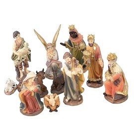 ICE TOYS Mini Nativity Set Polyresin Size 7cm Total 11 Pieces for Nativity Scene Crafts (Figure 7cm, 11pcs)