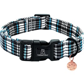 Lionheart glory Dog Collar, Boy Blue Plaid Dog Collars Cute Summer Spring Adjustable Collar for Small Dogs Pet Gift