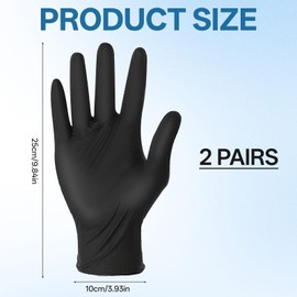Bruislard 2Pairs Hair Dye Gloves Reusable Cleaning Gloves Black Rubber Glove Non-slip Bouncy Professional Hair Coloring Accessories for Salon Hair Dyeing(Large)