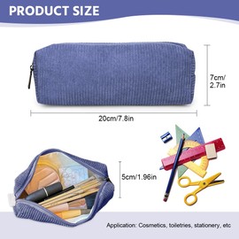 GIDWRIY Pencil Case Corduroy Fabric Pencil Case Corduroy Pencil Case Small Aesthetic Pencil Pen Case for School Pencil Case Pens Pencil Case Pencil Bag, blue, pencil case