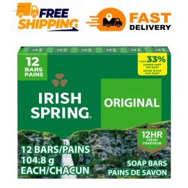 Irish Spring Bar Soap for Men, Aloe Mist Deodorant Bar Soap, 12 Pack, 3.7 Oz