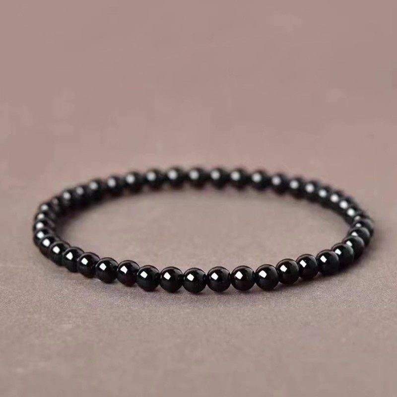 2 Pcs Black Tourmaline Bracelets for Men 8mm Black Onyx