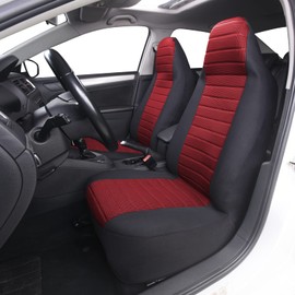 TOYOUN Autositzbezüge Vordersitze Sitzbezüge Auto Rot, Auto-Sitzschoner Schonbezüge Vordersitzbezüge Universal Hochlehnige Schalensitzbezüge