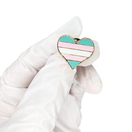 Juego de 2 broches de arco iris, diseño de corazón, para bolsa de tela, mochila, sombrero, accesorios de decoración (transgénero)