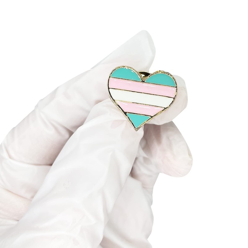 Juego de 2 broches de arco iris, diseño de corazón,
