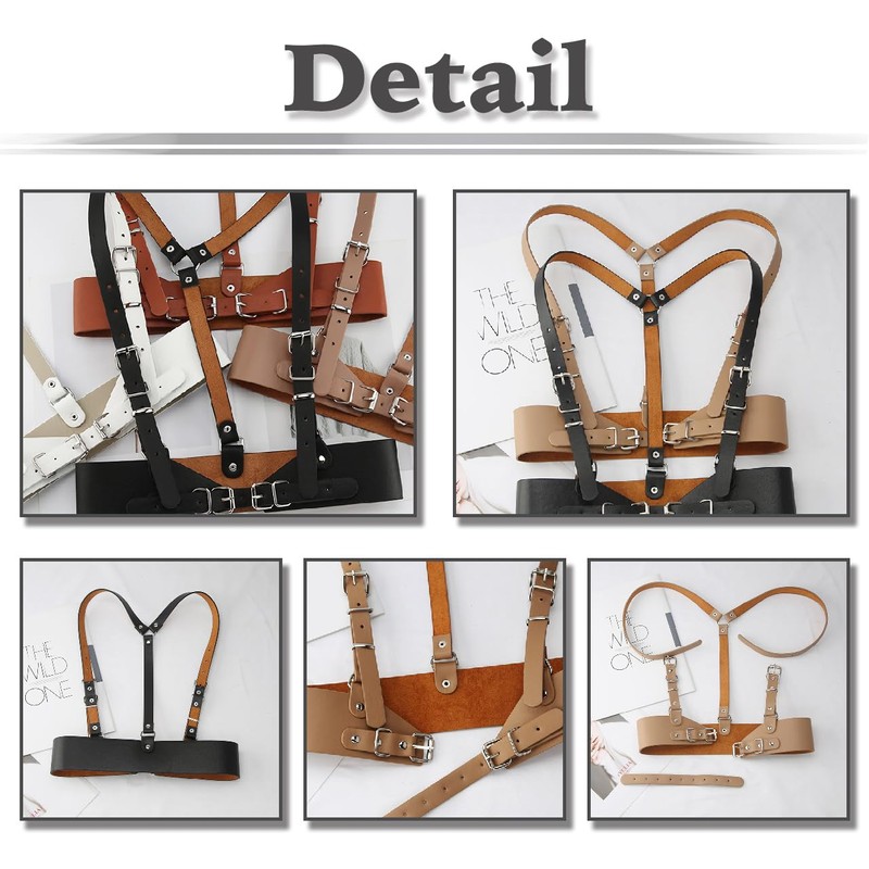 White Fang BT484 Women's Harness, Leather, Suspender Girdle, Chest Strap,