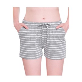 Vislivin Womens Pajama Shorts Sleep Shorts Stretchy Pajama Pants Grey Stripe L