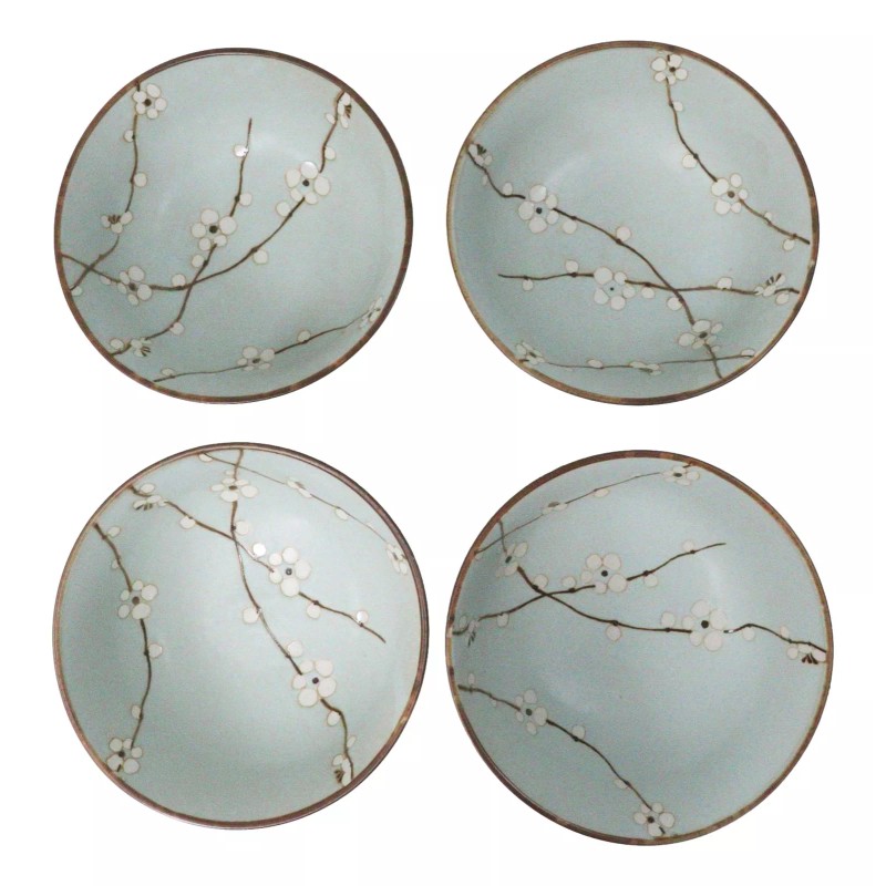 Set Of 4 Japanese Soushun Sakura Cherry Blossoms Porcelain Soup