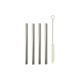 Metaltex 253182000 Stainless Steel Straws Short/Straight Set of 4