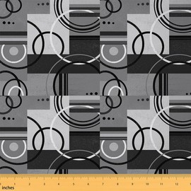 Feelyou Geometric Fabric by The Yard 1 Yard Barclay Arcs Shapes Decorative Waterproof Outdoor Fabric Modern Art Geometry Decor Upholstery Fabric for Chairs Grey Black White DIY Reupholstery Fabric