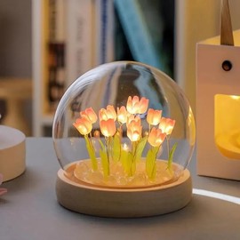Spring Creative Tulip Shaped Night Light for Cozy Corner Decor, LED Flower Design Lamp for Bedroom, Tulip LED Light, Atmosphere Lamp, Desktop Ambient Cozy Lighting, Decorative Night Light, Flower Light Bulb