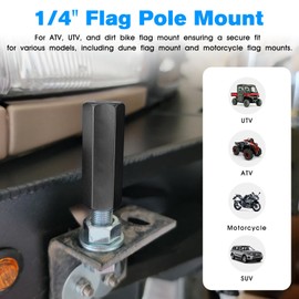 1/4" Flag Pole Mount - ATV Flag Mount, Quick Release Flag Pole Holder For ATV UTV Motorcycle Boat Flag Pole Kit Fits All 1/4 Inch Flag Whip Mounts