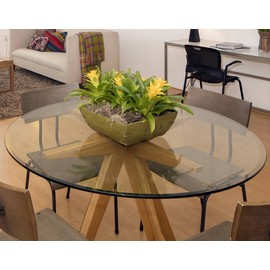36" Inch Round Glass Table Top 3/8" Thick Tempered Beveled Edge by Fab Glass and Mirror