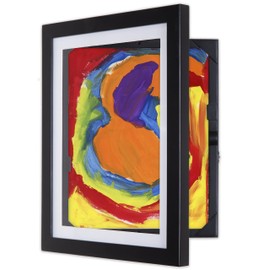 Li'l DAVINCI Kid's Art Frames - Front-Opening, EZ Store Wooden Frames That Allow You to Hold up to 50 Items in Each! Package of 2 (for 8.5x11 Items, Black)
